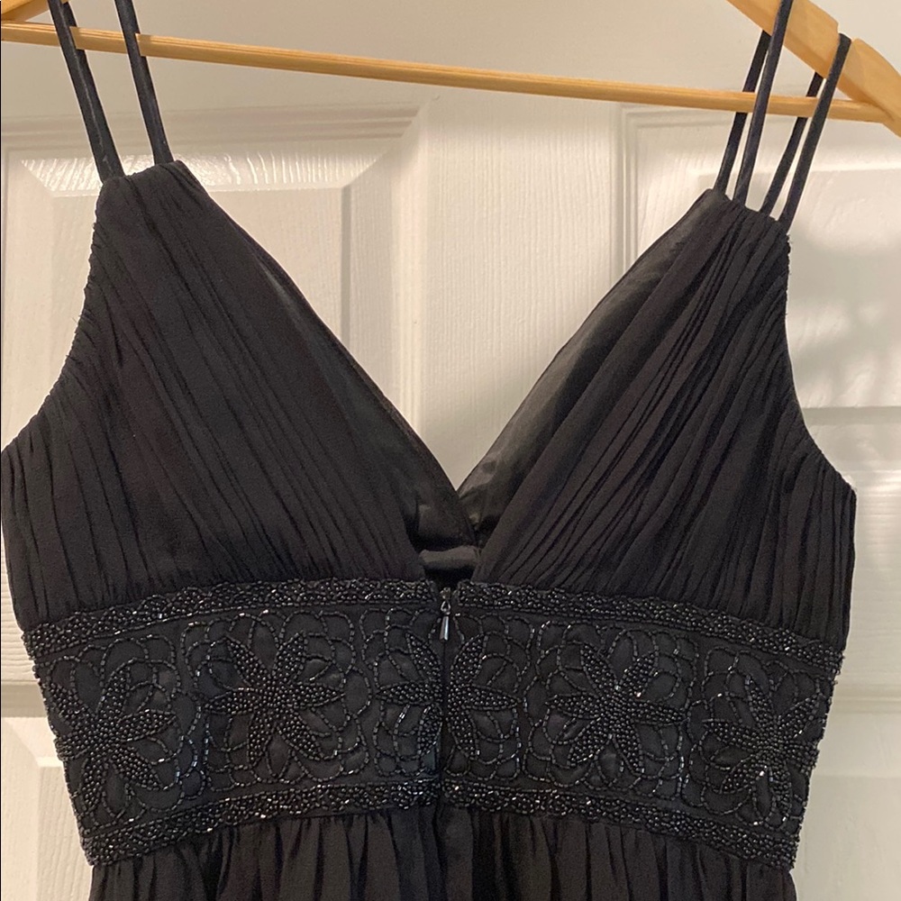 OC OC : Black Silk Maxi Silk Dress with beaded waist - Picture 6 of 11